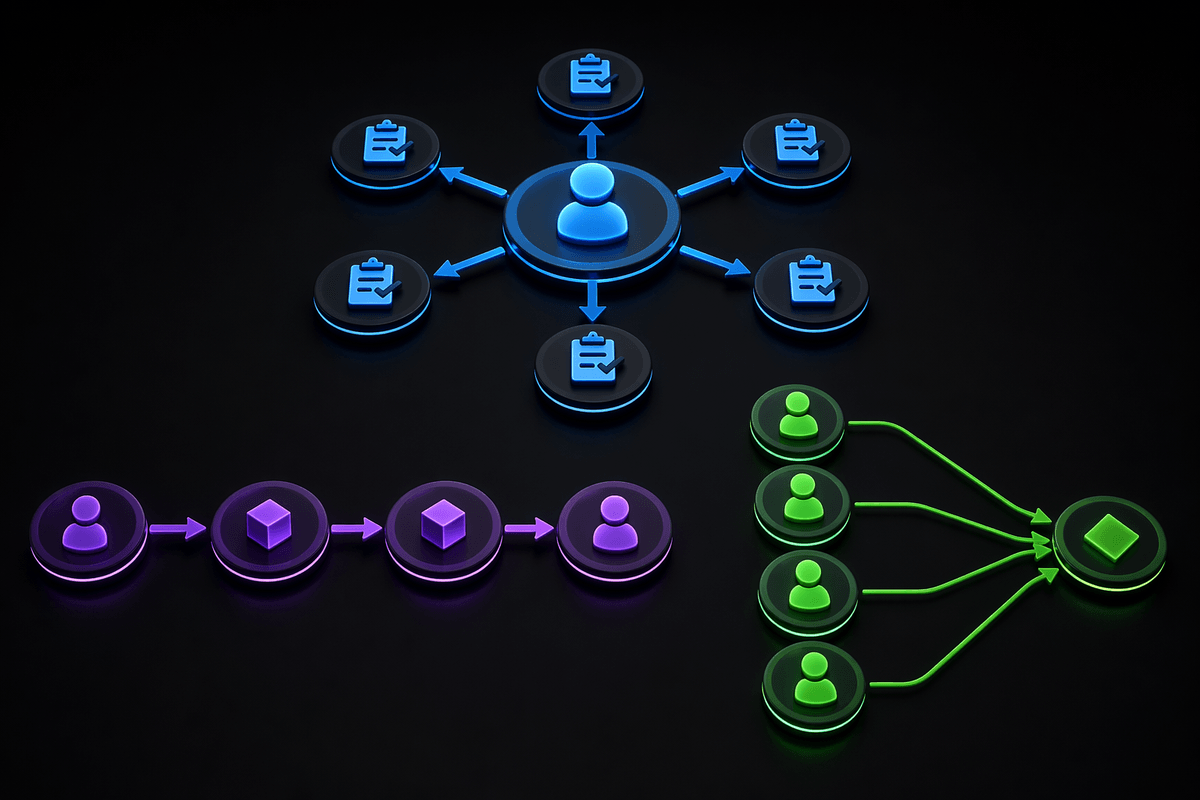 Common coordination patterns: manager, relay, and swarm